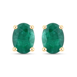 1.56 Carat Genuine Zambian Emerald 14K Yellow Gold Earrings