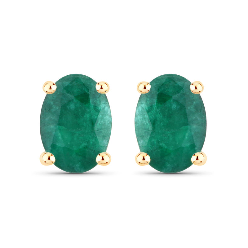 1.56 Carat Genuine Zambian Emerald 14K Yellow Gold Earrings