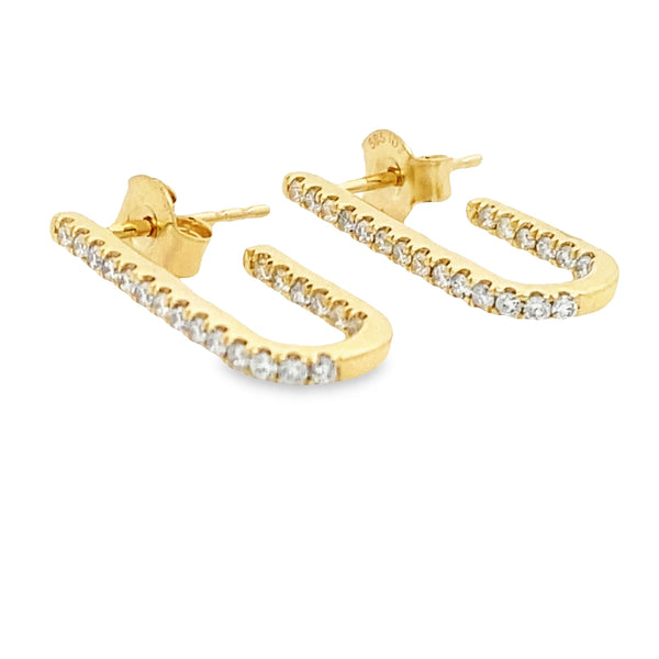 Genuine .41ct Diamond Hoop Earrings 14KT Yellow Gold