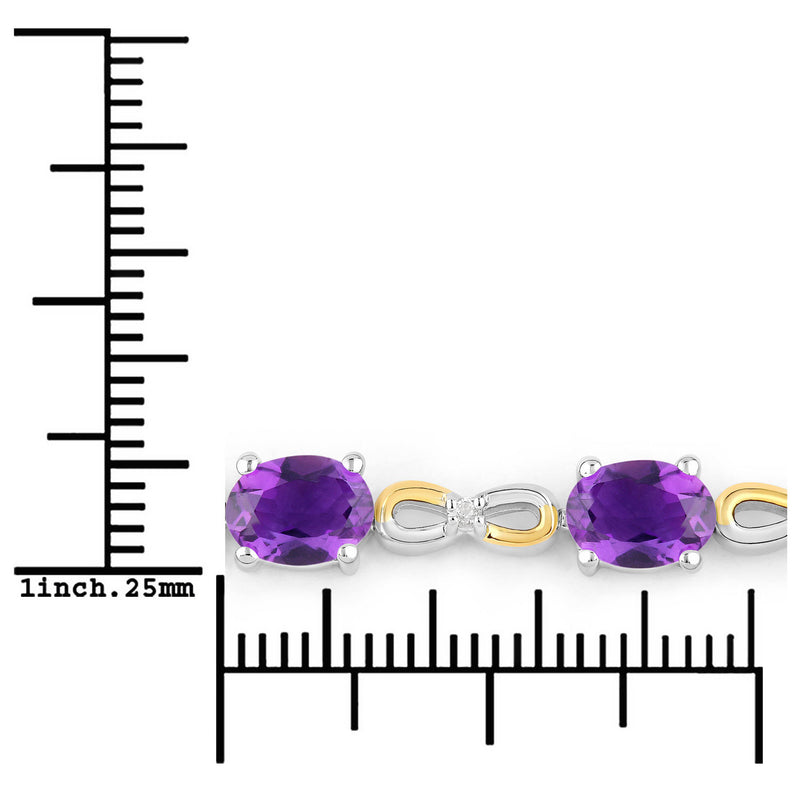 3.27 Carat Genuine Amethyst and White Topaz .925 Sterling Silver Bracelet