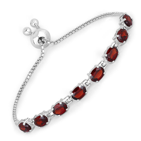 6.80 Carat Genuine Garnet .925 Sterling Silver Bracelet