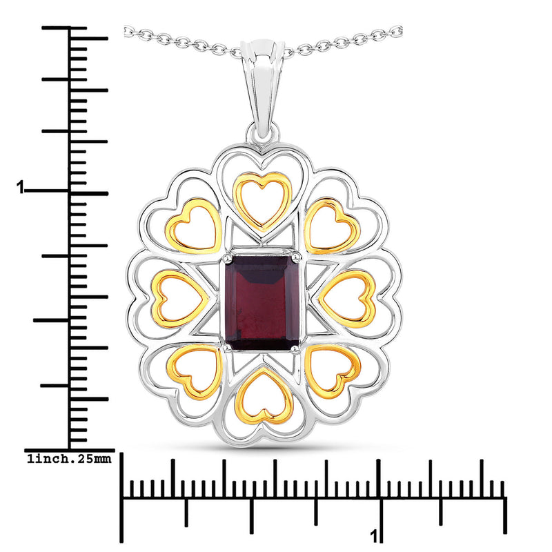 2.55 Carat Genuine Garnet .925 Sterling Silver Pendant