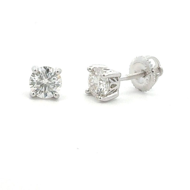 Natural .87ct Moissanite Stud Earrings Sterling Silver