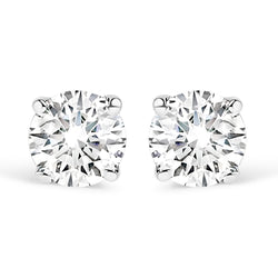 .925 Sterling Silver 1/2 Cttw Round Brilliant-Cut Lab Grown Diamond Classic 4-Prong Stud Earrings (F-G Color, VS1-VS2 Clarity)