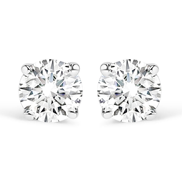 .925 Sterling Silver 1/2 Cttw Round Brilliant-Cut Lab Grown Diamond Classic 4-Prong Stud Earrings (F-G Color, VS1-VS2 Clarity)