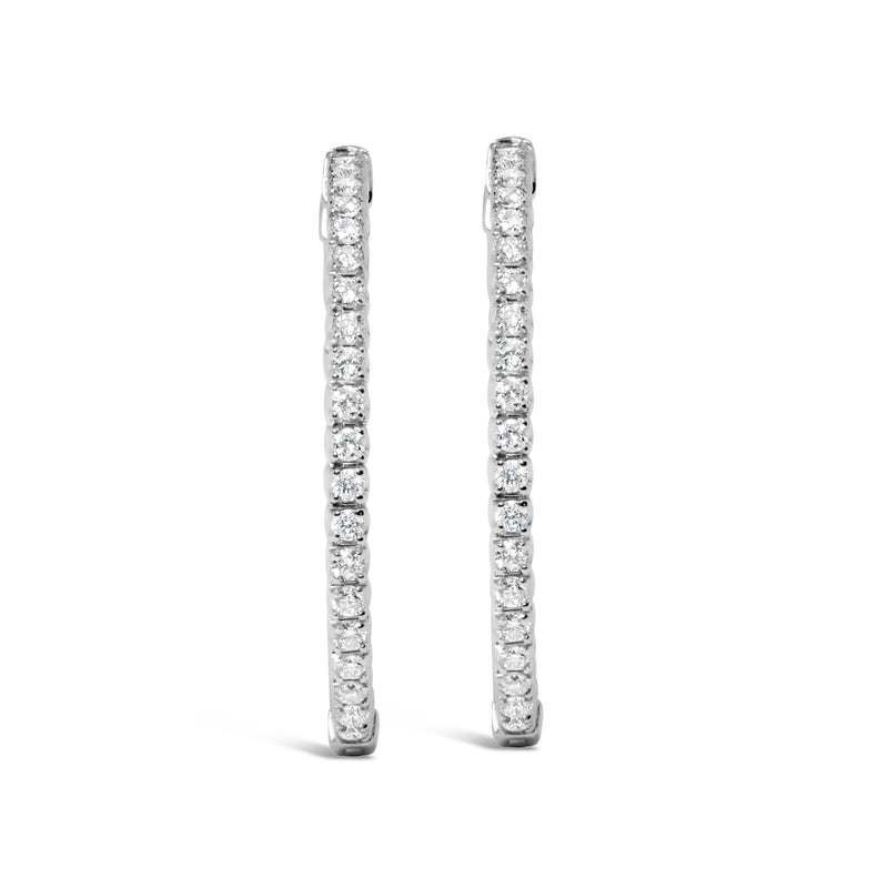 14K White Gold 1 3/4 Cttw Lab Grown Diamond Inside Out Hoop Earrings (G-H Color, VS2-SI1 Clarity)