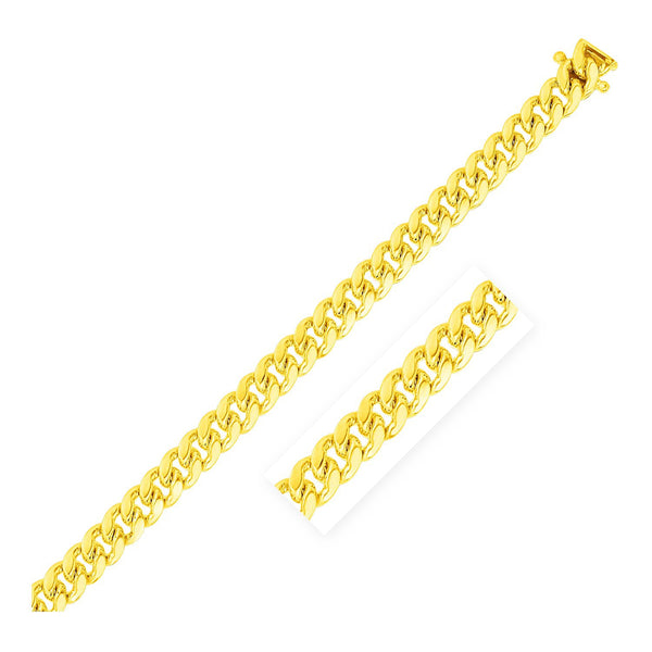 7.0mm 14k Yellow Gold Classic Miami Cuban Solid Chain