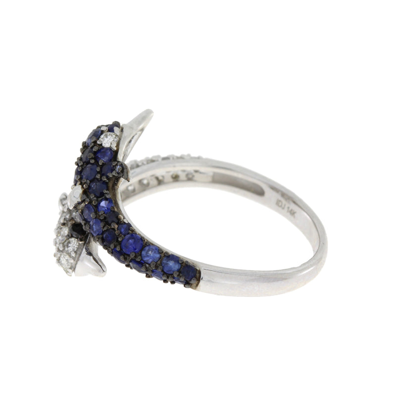 1.31ct Sapphire Diamond Animal Ring 14KT White Gold