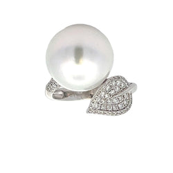 .39ct South Sea Pearl Diamond Ring 18KT White Gold