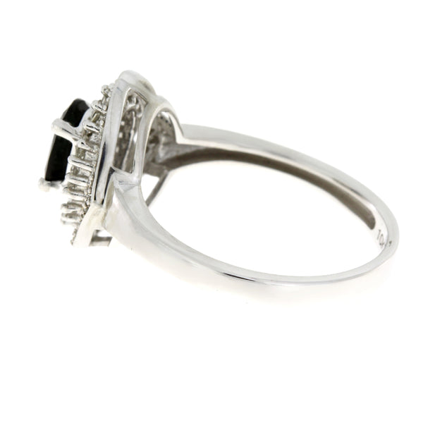 Natural 1.25ct Sapphire Diamond Ring 10KT White Gold