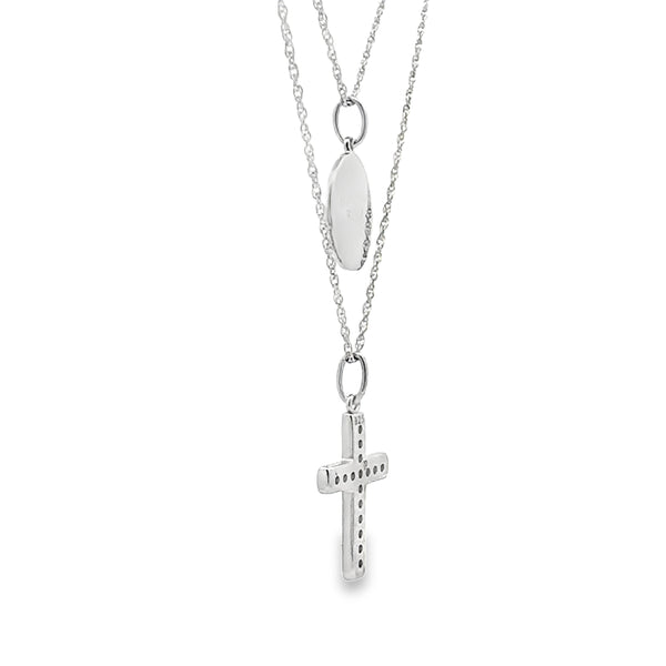 .08ct Diamond Cross Religious Pendant Sterling Silver