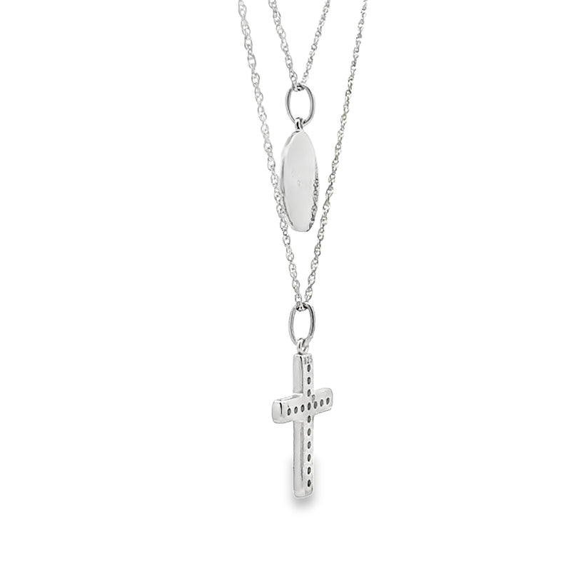 .08ct Diamond Cross Religious Pendant Sterling Silver