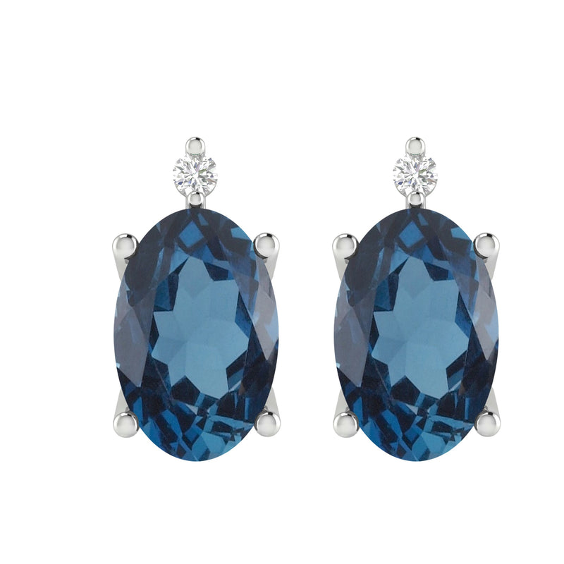 V3 Jewelry London Blue Topaz and White Topaz Sterling Silver Stud Earrings Set