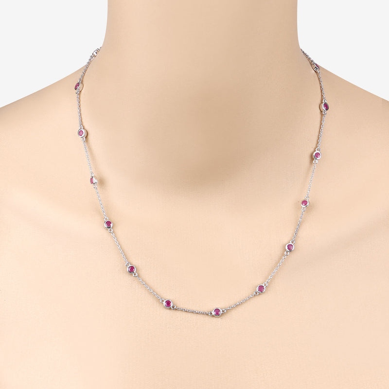 2.34 Carat Genuine Ruby .925 Sterling Silver Necklace