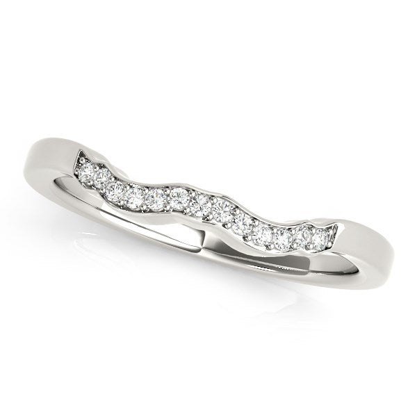 14k White Gold Wavy Style Diamond Wedding Ring (1/15 cttw)