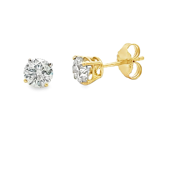 Natural 1.00ct Diamond Stud Earrings 10KT Yellow Gold