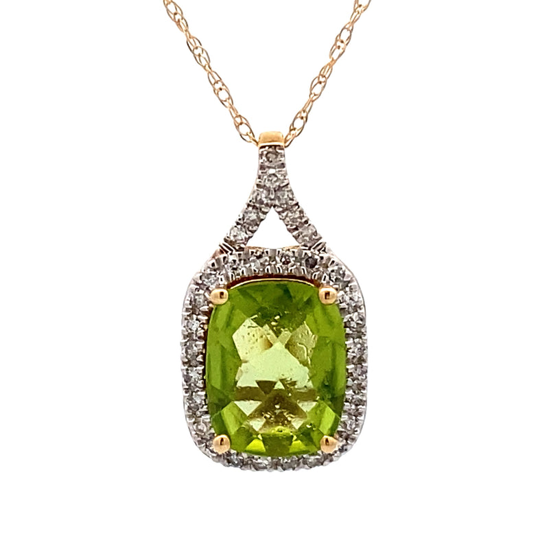 Peridot Diamond Fashion Pendants 14KT Yellow Gold