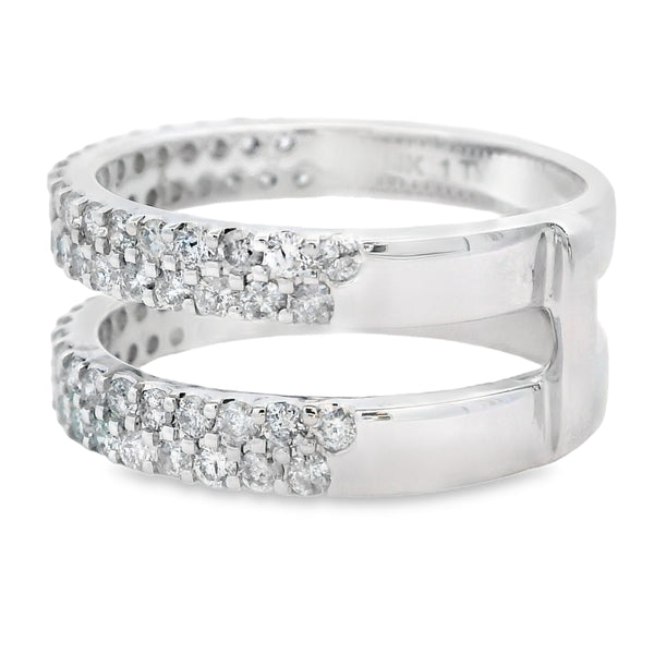 Natural 1.00ct Diamond Ring Guard Wrap 14KT White Gold