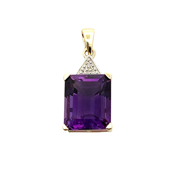 Amethyst Diamond Fashion Pendants 10KT Yellow Gold