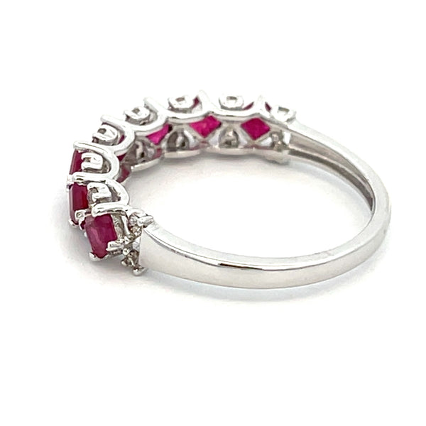 1.00ct Ruby Diamond Wedding Band Ring 14KT White Gold