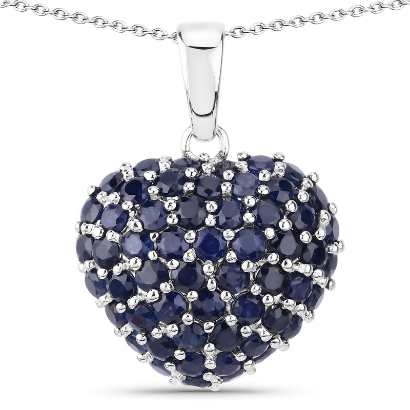 7.26 Carat Genuine Blue Sapphire .925 Sterling Silver Pendant