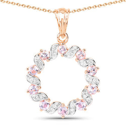 1.00 Carat Genuine Morganite and White Topaz .925 Sterling Silver Pendant