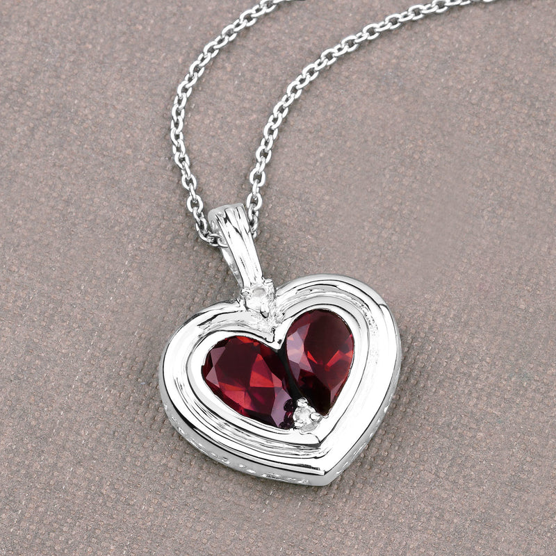 2.66 Carat Genuine Garnet and White Topaz .925 Sterling Silver Pendant