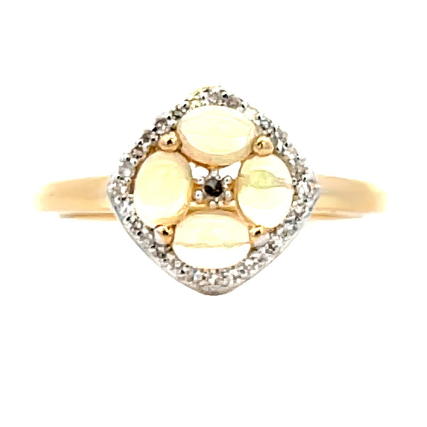 Natural .15ct Opal Diamond Ring 14KT Yellow Gold