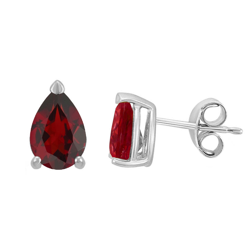 V3 Jewelry Sterling Silver Set of 3 -Natural Citrine, White Topaz and Garnet Stud Earrings