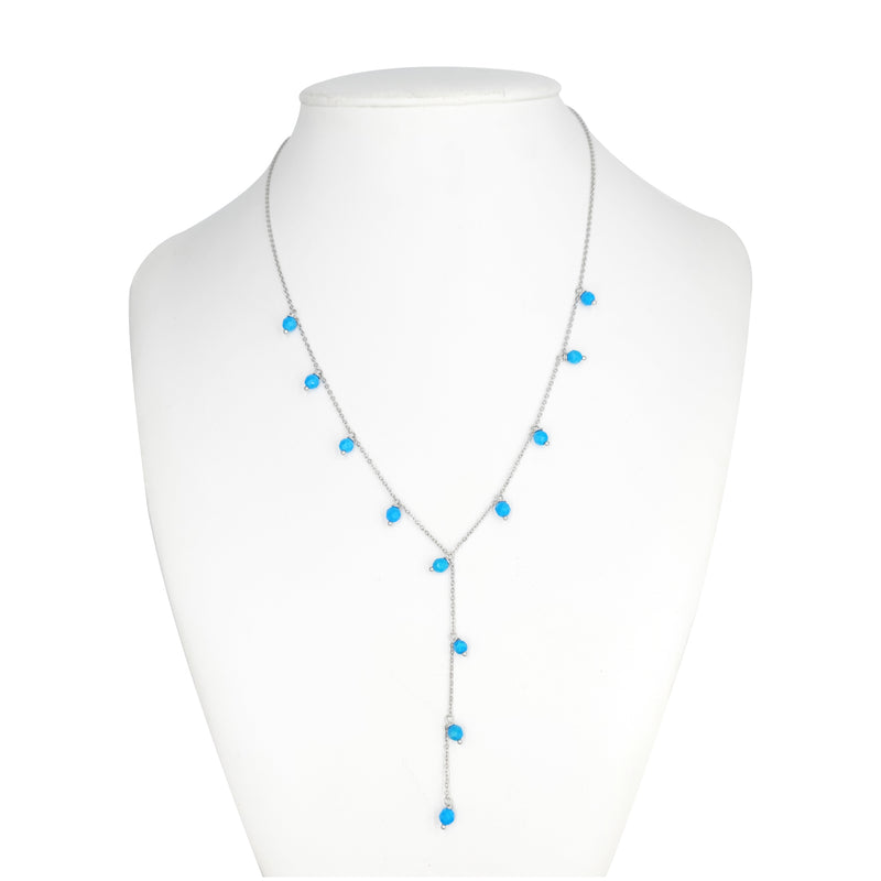 V3 Jewelry Turquoise & Sterling Silver Station Lariat Necklace