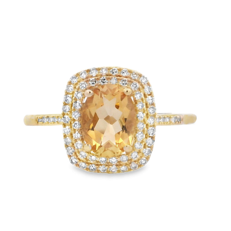 Natural 1.75ct Citrine Diamond Ring 14KT Yellow Gold