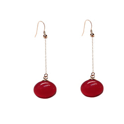 Gold Over Brass Red Amber Earring Dangling Earring