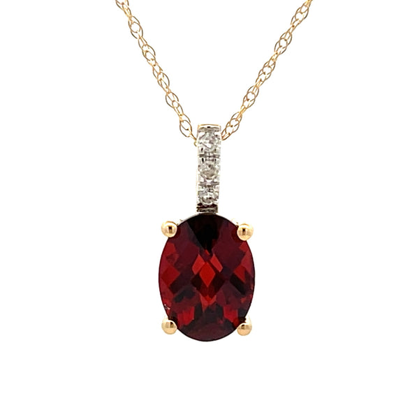 1.13ct Garnet Diamond Fashion Pendants 14KT Yellow Gold