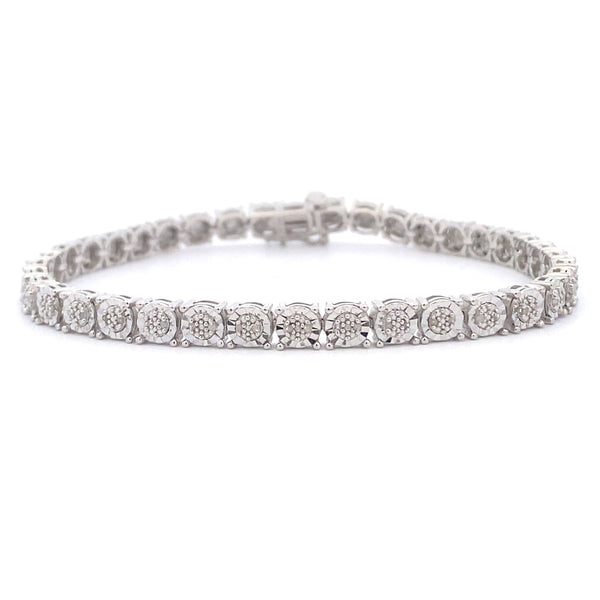 Natural .25ct Diamond Tennis Bracelet Sterling Silver