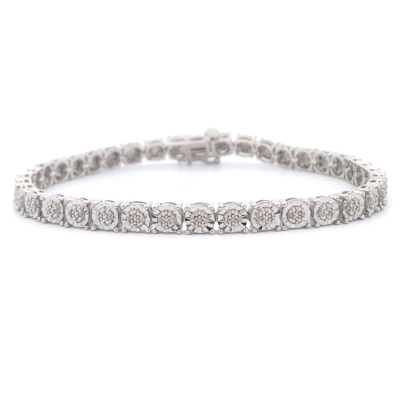 Natural .25ct Diamond Tennis Bracelet Sterling Silver