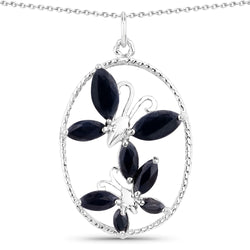 2.94 Carat Genuine Black Sapphire .925 Sterling Silver Pendant