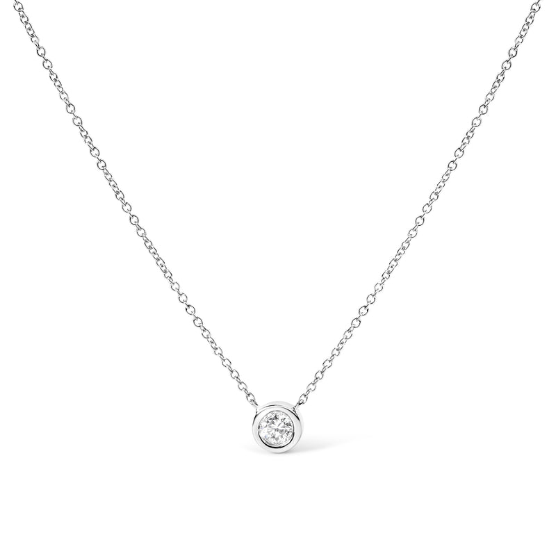 2 Micron 14K Rose Gold Plated Sterling Silver Bezel-Set Diamond Solitaire Pendant Necklace (1/3 cttw, H-I Color, I1-I2 Clarity)