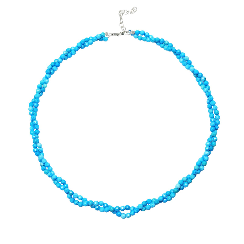 V3 Jewelry Sterling Silver with Turquoise Beaded Double Strand Necklace