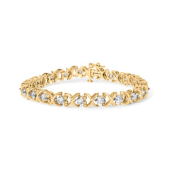 14K Yellow Gold 5.00 Cttw Round-Cut Diamond X-Link 7.5" Bracelet (J-K Color, I1-I2 Clarity)