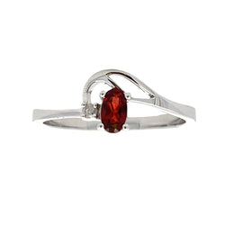 Natural .02ct Garnet Diamond Ring 10KT White Gold