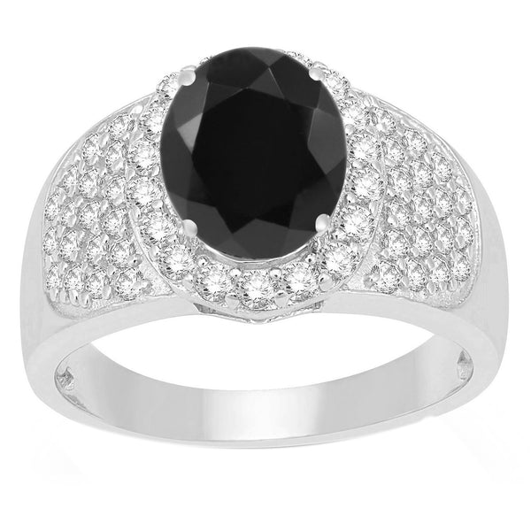 V3 Jewelry Black Spinel & White Topaz Pavé Ring