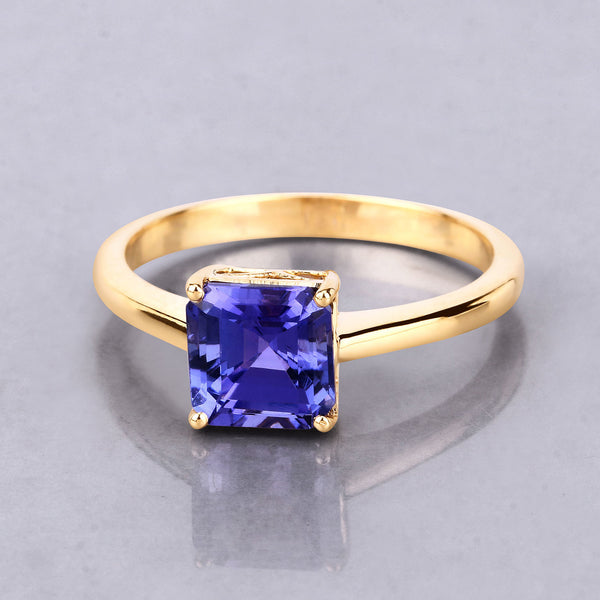 1.78 Carat Genuine Tanzanite 14K Yellow Gold Ring