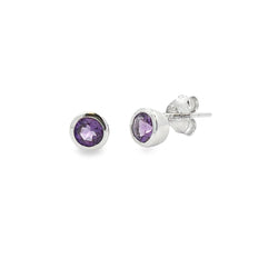 Natural .47ct Amethyst Stud Earrings 10KT White Gold