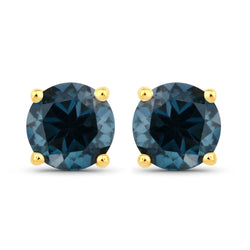 1.20 Carat Genuine London Blue Topaz .925 Sterling Silver Earrings