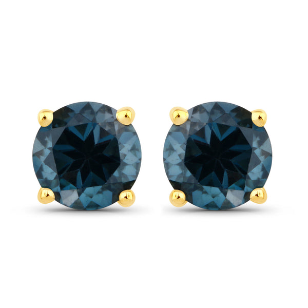 1.20 Carat Genuine London Blue Topaz .925 Sterling Silver Earrings