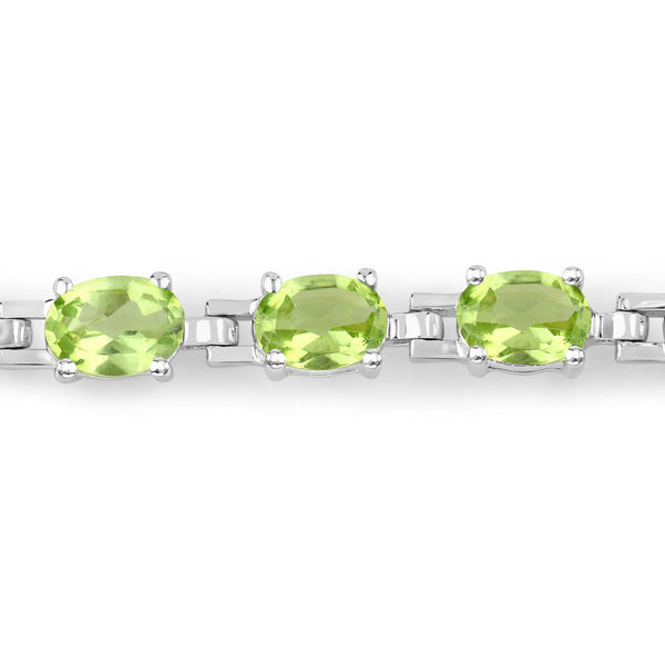 6.64 Carat Genuine Peridot .925 Sterling Silver Bracelet