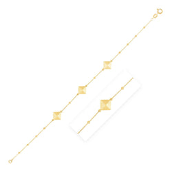 14k Yellow Gold High Polish Pyramid Station Bracelet