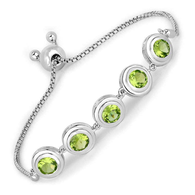 4.00 Carat Genuine Peridot .925 Sterling Silver Bracelet