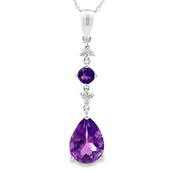 Amethyst Diamond Fashion Pendants 14KT White Gold