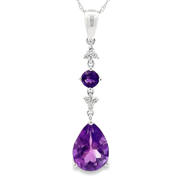 Amethyst Diamond Fashion Pendants 14KT White Gold